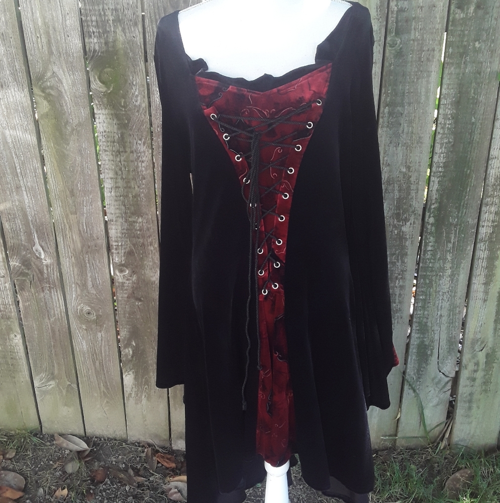 Shrine of Hollywood black velvet hi-low dress